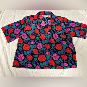 Floral vintage polyester shirt size 12